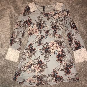 Multicolored Floral Dress with Lace